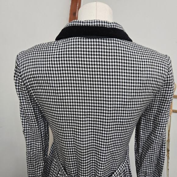 Jessica Howard Vtg 80s Dark Academia Librarian Velvet Houndstooth Midi Dress 10 - Picture 7 of 12